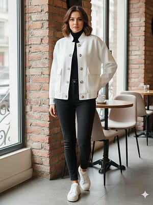 Kremowa kurtka ze stójką