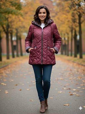 Bordowa kurtka lekko ocieplana wiosna - jesień