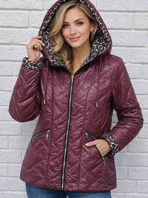 Bordowa kurtka lekko ocieplana wiosna - jesień