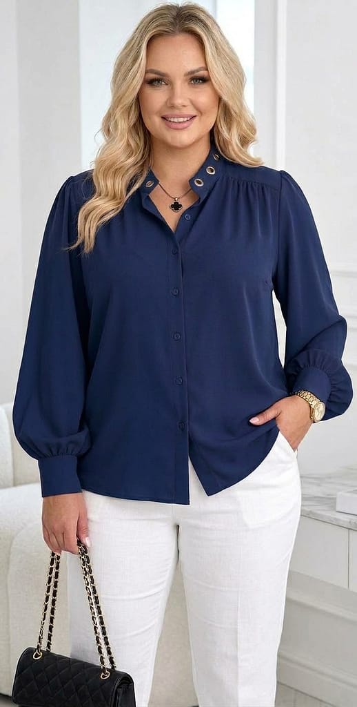 Bluzka koszulowa z długim rękawem plus size